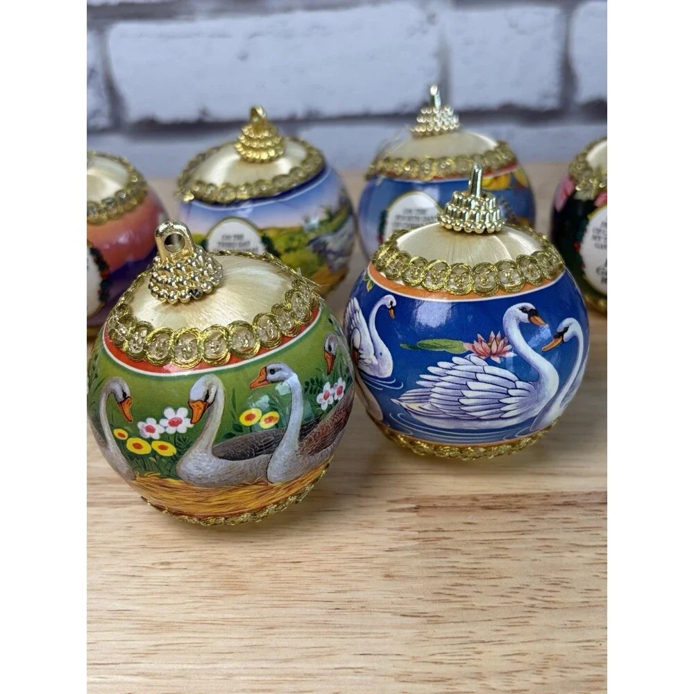 Twelve Days Of Christmas Ball Ornaments Set Of 12 Satin Vintage Rauch Industries